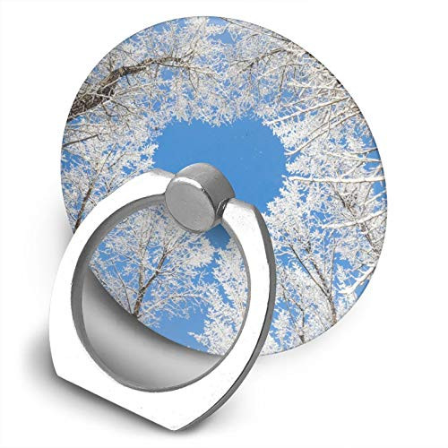 360 Degree Finger Stand Cell Phone Ring Holder Car Mount with Hook for Smartphone-Blue Sky Winter Tree