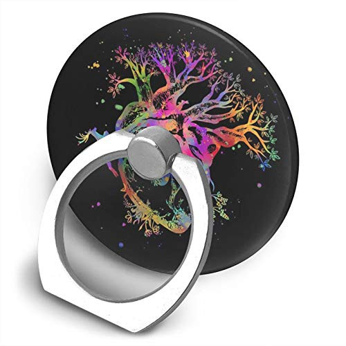 360 Degree Finger Stand Cell Phone Ring Holder Car Mount with Hook for Smartphone-Tree of Life Heart Blooming