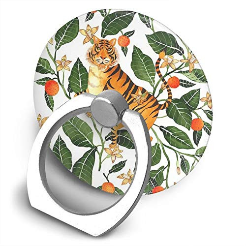 360 Degree Finger Stand Cell Phone Ring Holder Car Mount with Hook for Smartphone-Tiger and Tangerine