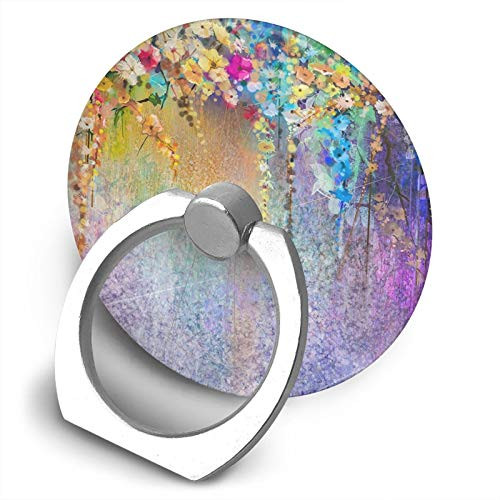 360 Degree Finger Stand Cell Phone Ring Holder Car Mount with Hook for Smartphone-Colorful Flower