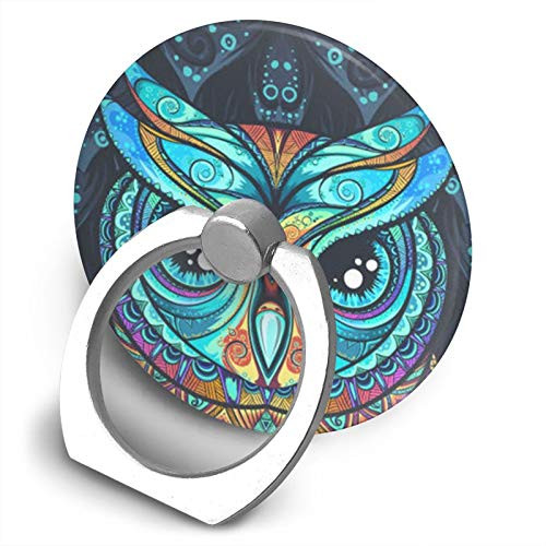 360 Degree Finger Stand Cell Phone Ring Holder Car Mount with Hook for Smartphone-Owl