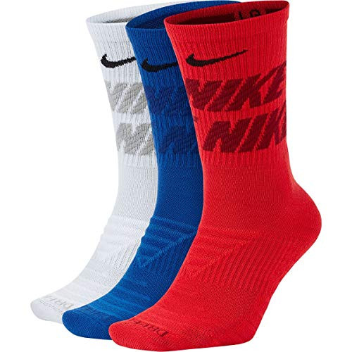 Nike Mens Everyday Max Cushioned Crew Socks 3 Pack -Multicolor 1 Large -Mens Shoe 8-12 Womens Shoe 10-13--