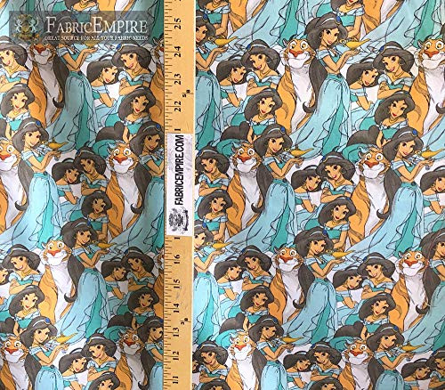 100 percent Cotton Fabric Quilt Disney Princess Aladdin Jasmine and Rajah Licensed 45 inch Wide Sold by The Yard