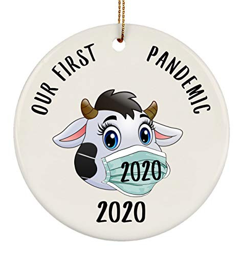 Lovesout Funny Cow Our First Pandemic Christmas 2020 Circle Ornament