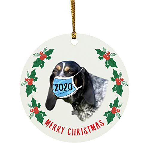 Funny Gifts Merry Christmas Bluetick Coonhound Blue Merle Quarantine Circle Ornament