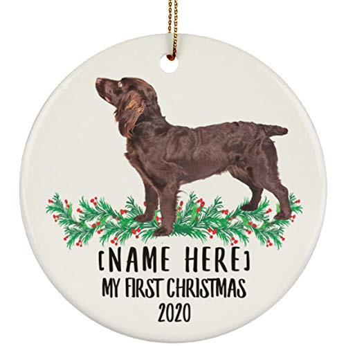 Lovesout Funny Personalized Name Boykin Spaniel First Christmas 2020 White Ceramic Circle Ornament