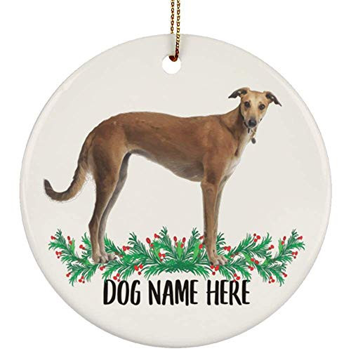Lovesout Personalized Name Greyhound Christmas Tree Ornament Circle Ceramic
