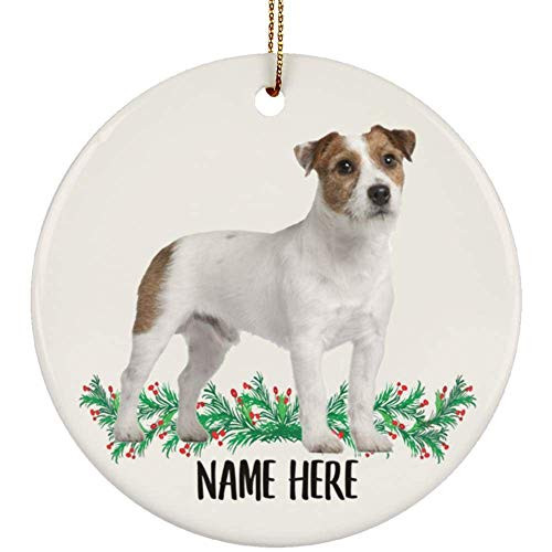 Lovesout Funny Personalized Name Jack Russell Terrier White Fawn Christmas Tree Ornament Circle Ceramic