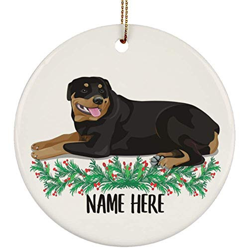 Lovesout Personalized Name Rottweiler Christmas Tree Ornament Circle Ceramic