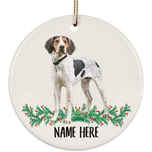 Funny Personalized Name Treeing Walker Coonhound Tri Color Christmas Tree Ornament Circle Ceramic