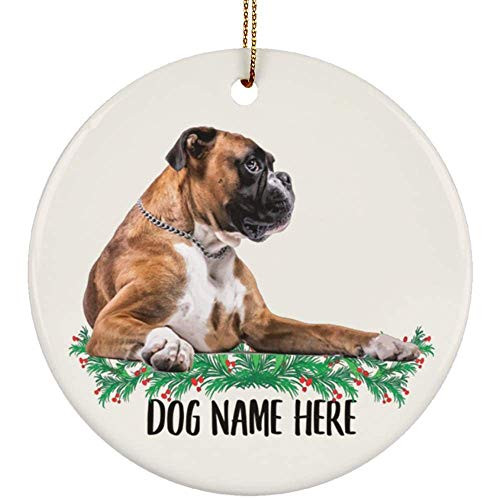 Lovesout Personalized Name Boxer Christmas Tree Ornament Circle Ceramic