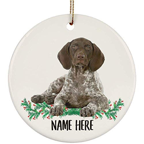 Lovesout Funny Personalized Name German Shorthaired Pointer Lying Christmas Tree Ornament Circle Ceramic
