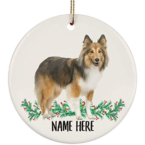 Lovesout Funny Personalized Name Sheltie Sable Christmas Tree Ornament Circle Ceramic