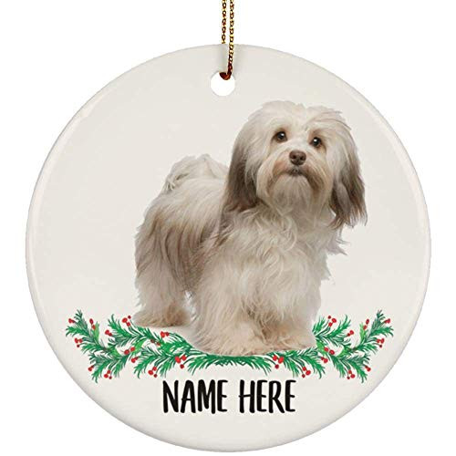 Lovesout Funny Personalized Name Havanese Dog White Brown Christmas Tree Ornament Circle Ceramic