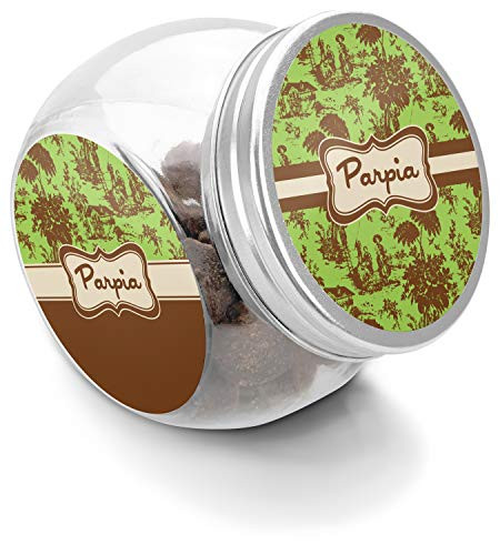 YouCustomizeIt Green  and  Brown Toile Puppy Treat Jar -Personalized-
