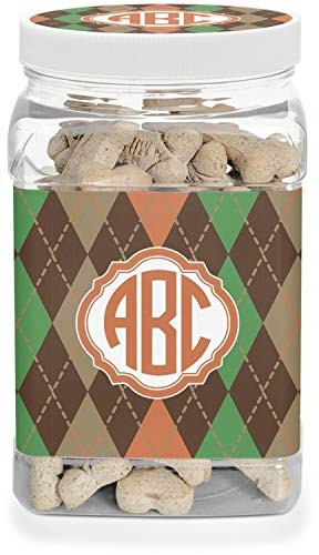 YouCustomizeIt Brown Argyle Dog Treat Jar -Personalized-