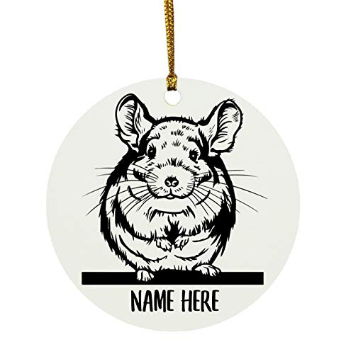 Lovesout Funny Chinchilla Peeking Personalized Name Christmas Circle Ornament