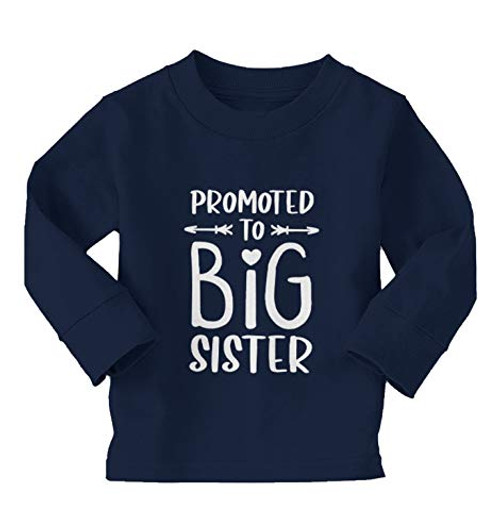 Haase Unlimited Promoted to Big Sister - New Sis Long Sleeve Toddler Cotton Jersey Shirt -Navy Blue 4T- Haase Unlimited Promoted to Big Sister - New Sis Long Sleeve Toddler Cotton Jersey Shirt -Navy Blue 4T-