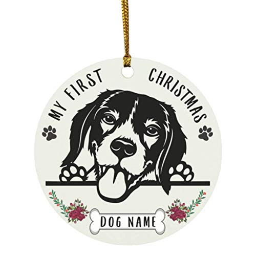 Lovesout Personalized Name Beagle Peeking Puppys First Christmas 2020 Ornament White Ceramic Circle Lovesout Personalized Name Beagle Peeking Puppys First Christmas 2020 Ornament White Ceramic Circle