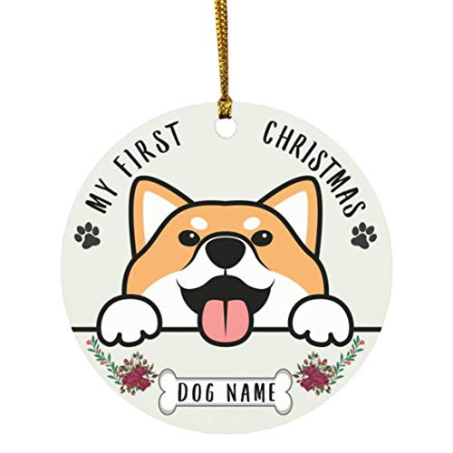 Lovesout Personalized Name Shiba Inu Peeking Puppys First Christmas 2020 Ornament White Ceramic Circle Lovesout Personalized Name Shiba Inu Peeking Puppys First Christmas 2020 Ornament White Ceramic Circle