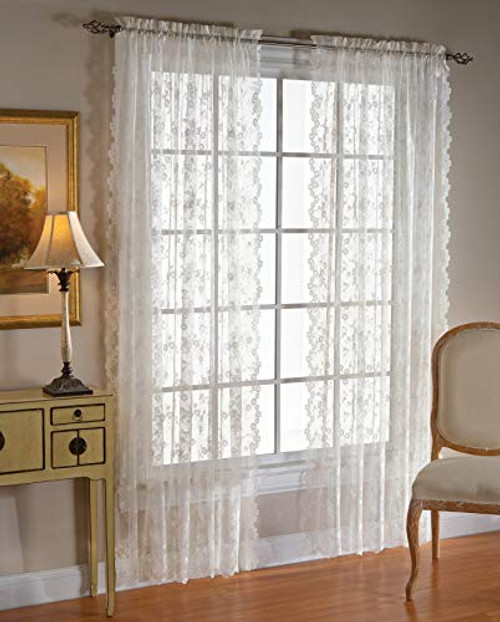 SKL Home by Saturday Knight Ltd. Petite Fleur Curtain Panel White 56 inches x 63 inches