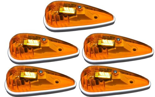 5 Pack of Amber Truck/RV Cab Marker Lights - Teardrop Shape
