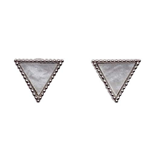 Miyabi Grace White Triangle Invisible Clip On Earrings Silver Non Pierced Clip On Earrings For Women