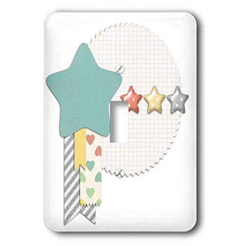 3dRose Cute Stars On Graph Circle With Ribbons Illustration - Light Switch Covers -lsp_328605_1-