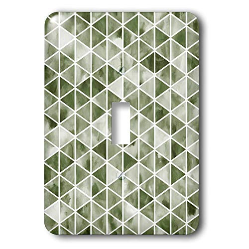 3dRose Modern Image Of Watercolor Green and White Triangle. - Light Switch Covers -lsp_338087_1-