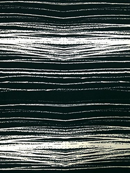 Ivory  and  Black Drawn Lines Pattern on Stretch ITY Knit Jersey Polyester Spandex Fabric by The Yard