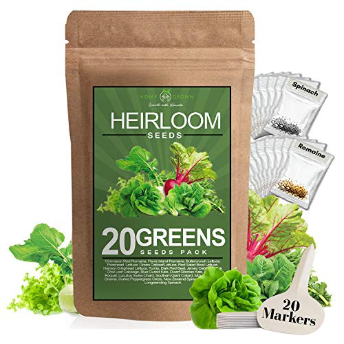 Lettuce and Greens Seed Vault - Non-GMO Seeds for Planting Indoor or Outdoor - Kale Spinach Butter Oak Romaine Bibb and More - Hydroponic Home Garden Seeds -20 Variety- Lettuce and Greens Seed Vault - Non-GMO Seeds for Planting Indoor or Outdoor - Kale Spinach Butter Oak Romaine Bibb and More - Hydroponic Home Garden Seeds -20 Variety-