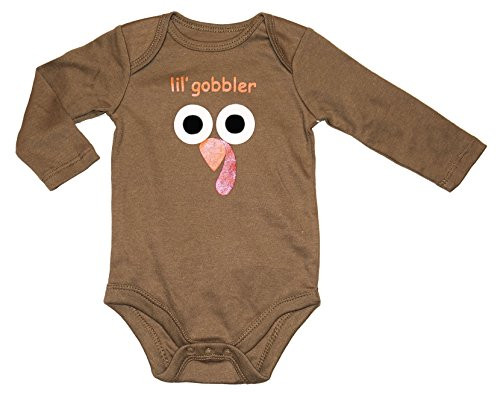 Assorted Turkey Baby Boys and Girls Thanksgiving Long Sleeve Bodysuit Outfit -0-3 Months Brown - Double Sided - lil gobbler- Assorted Turkey Baby Boys and Girls Thanksgiving Long Sleeve Bodysuit Outfit -0-3 Months Brown - Double Sided - lil gobbler-