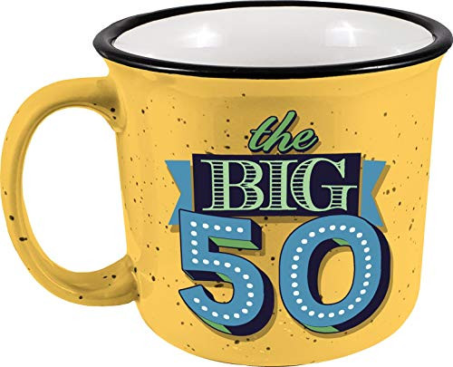 Spoontiques The Big 50 Ceramic Camper Mug 14 ounces Yellow