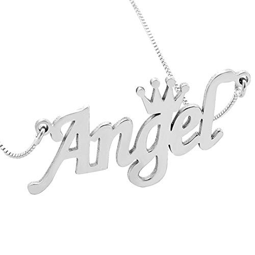 XVX 925 Sterling Silver Custom Name Necklace with Crown 18K White Gold Plated Personalized Nameplate Engraved Pendant Birthday Jewelry Gifts for Women Girl XVX 925 Sterling Silver Custom Name Necklace with Crown 18K White Gold Plated Personalized Nameplate Engraved Pendant Birthday Jewelry Gifts for Women Girl