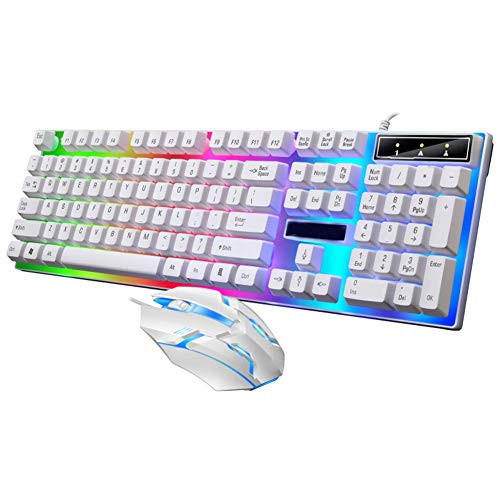 Wired Gaming Keyboard and Mouse Set Colorful LED Backlit USB Gaming Keyboard Mouse for Laptop PC Gamers