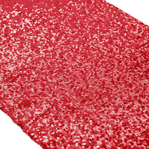 Sequin Table Runner Bridal Shower Decorations Table Cover Table Runners 14x108 Inches ~0225S -3 Red-