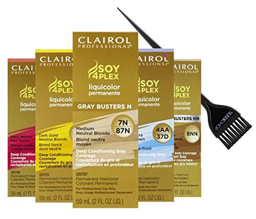 Clairol Soy4Plex LiquiColor PERMANENT Liquid HAIR COLOR -w/Sleek Tint Brush- Soy Plex Gray Busters Permanente Professional Grey Haircolor DYE -3N / 83N MEDIUM NEUTRAL BROWN- Clairol Soy4Plex LiquiColor PERMANENT Liquid HAIR COLOR -w/Sleek Tint Brush- Soy Plex Gray Busters Permanente Professional Grey Haircolor DYE -3N / 83N MEDIUM NEUTRAL BROWN-