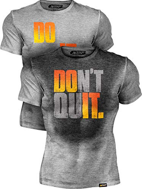 Actizio Sweat Activated Funny Motivational Workout Shirt Do It - Dont Quit -Athletic Heather L-