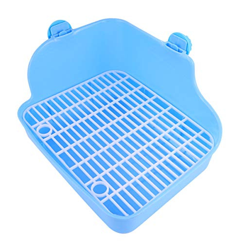 POPETPOP Rabbit Litter Box Plastic Small Animal Litter Potty Trainer Corner Box Pet Training Toilet for Hamster Gerbil Bunny Chinchilla Guinea Pig Ferret Sky-Blue