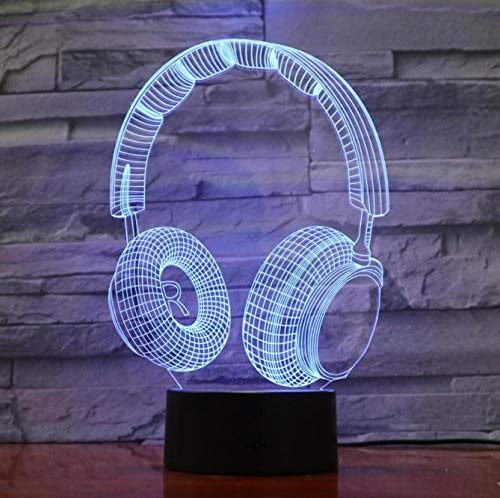 epicurism Head Phone Music Headset Design Touch Table Lamp 7 Colors Changing Desk Lamp 3D Lamp Novelty Night Lights USB Light