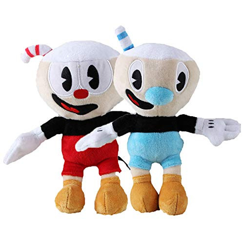 2pcs Cuphead Mugman Plush Toy 9.8-25cm- Mecup and Brocup Soft Stuffed Doll Kids Stuffed Toys