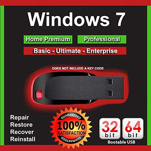 9th  and  Vine USB Compatible With Windows 7 32-64 bit All Versions Professional Home Premium Ultimate Basic. Install To Factory Fresh Recover Repair and Restore Boot Disc. Fix PC