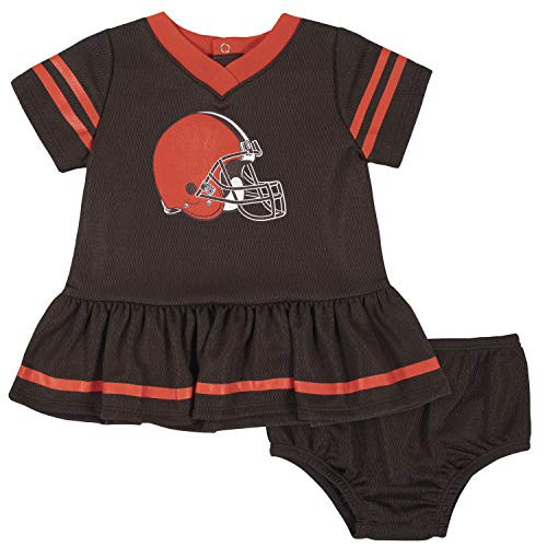 NFL Cleveland Browns Team Jersey Dress and Diaper Cover Brown/Orange Cleveland Browns 0-3 Months