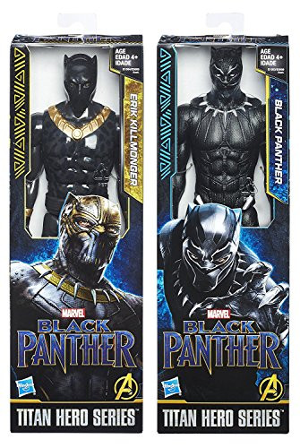 Black Panther Marvel 2-Pack Black Panther & Erik Killmonger Movie Villain Titan Hero Series Marvel 12" Super Hero Action Big Figure Set