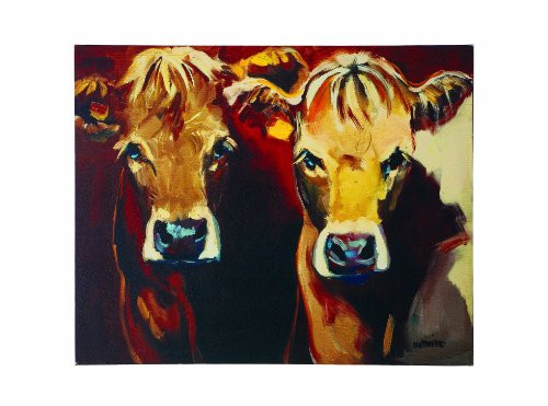 Creative Co-Op Canvas Cow Plaque