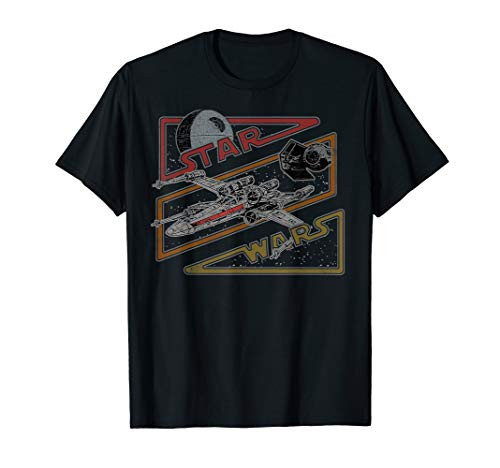 Star Wars Death Star X-Wing Tie Fighter Retro Logo T-Shirt