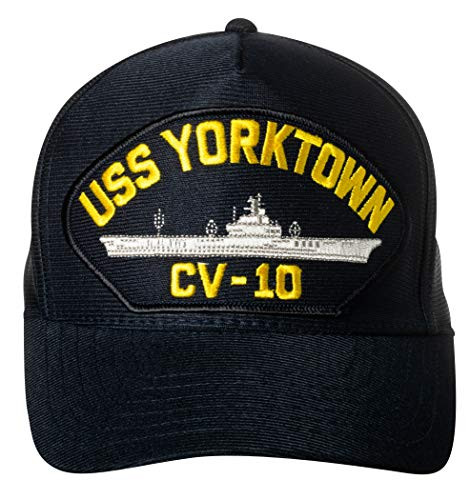 United States Navy USS Yorktown CV-10 Aircraft Carrier Ship Emblem Patch Hat Navy Blue Baseball Cap