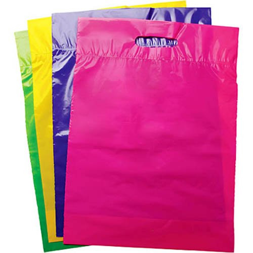 amscan Bright Color Assorted Jumbo Loot Bag 15 x 12 Yellow/Pink/Purple/Lime