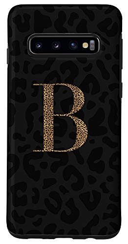 Galaxy S10 Leopard Animal Print Cheetah Monogram Initial Letter B Case