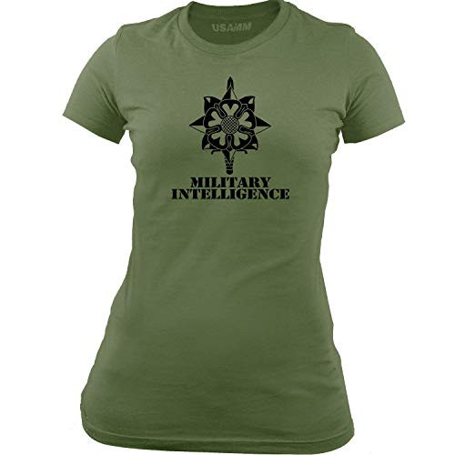 USAMM Womens Army Military Intelligence Branch Insignia T-Shirt -XL Military Green/Black-